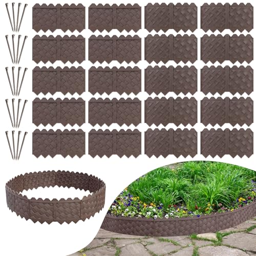 Ruppence 20-Pack Weaving Flower Bed Garden Edging Borders (20 FT) - No Dig Border Edgings with 8.5” Anchor Stakes & Interlocking Design-Thickened Borders for Lawns, Flower Beds & Landscaping - Image 1