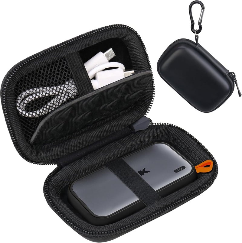 Lacdo Hard Carrying Case for SSK Portable SSD External Solid State Drives 250GB 500GB 1TB 2TB SSD External Hard Drive USB 3.2 Gen2 Hard EVA Shockproof Protective Storage Travel Bag, Black - Image 1