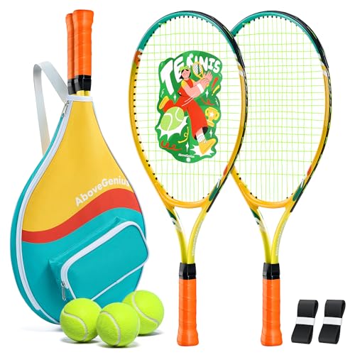 AboveGenius 23 inch Kids Tennis Racket Set for Junior Youth Age 6-8, Beginner Tennis Racquet Kit for Kids with 3 Balls & Carry Case, Ultra Lightweight Training Equipment for Boys Girls - Image 1