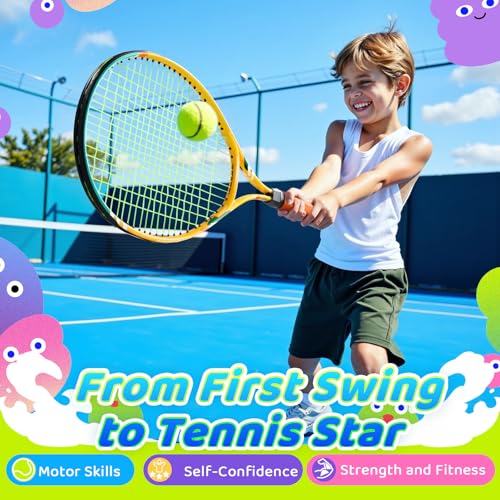 AboveGenius 23 inch Kids Tennis Racket Set for Junior Youth Age 6-8, Beginner Tennis Racquet Kit for Kids with 3 Balls & Carry Case, Ultra Lightweight Training Equipment for Boys Girls - Image 4