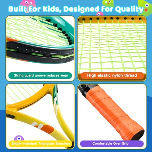 AboveGenius 23 inch Kids Tennis Racket Set for Junior Youth Age 6-8, Beginner Tennis Racquet Kit for Kids with 3 Balls & Carry Case, Ultra Lightweight Training Equipment for Boys Girls - Image 2