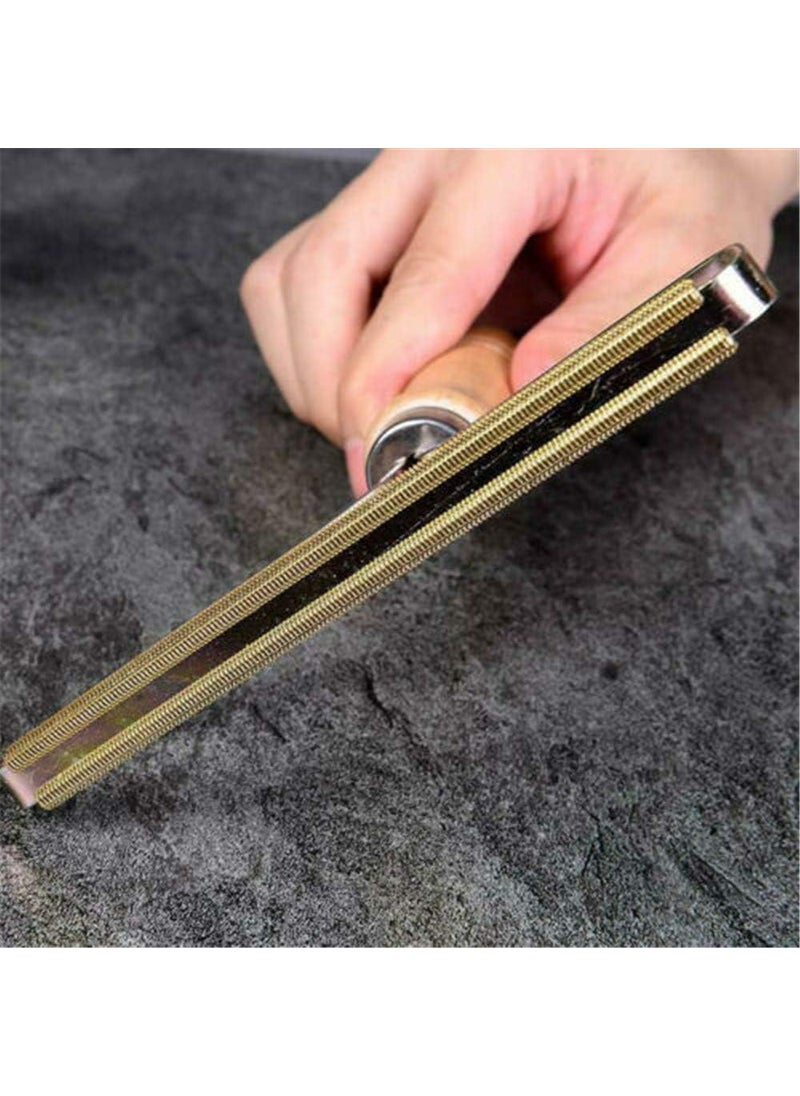 PURCHASE ZONE PURCHASE ZONE Portable Lint Remover Wooden Body Clothes Fuzz Shaver Reusable Double Sided Lint Remover Double Sided Metal Scraper Suits Indoor Carpet Pet Hair Car 1 Pack  - Image 2