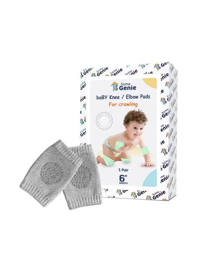 HOME GENIE - Baby Crawling Antislip Knee Protectors Unisex Toddlers Kneepads Soft Breathable Comfortable Knee Cap For Every Season (624 Months) (Grey) - Image 1