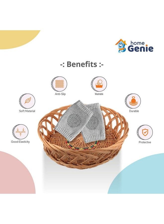 HOME GENIE - Baby Crawling Antislip Knee Protectors Unisex Toddlers Kneepads Soft Breathable Comfortable Knee Cap For Every Season (624 Months) (Grey) - Image 1