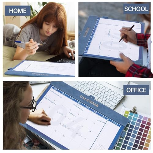 Yoment Desk Calendar 2026, Jan 2026-Dec 2027, 2026 Desk Calendar Large 17 x 12, 2026 Calendar with Plastic Cover, to-Do Lists, Leather Desktop Wall Calendar 2026-2027 for Office School Home, Blue - Image 3