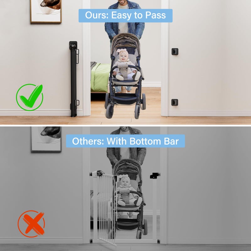 probebi Retractable Baby Gates for Stairs No Drill, PRObebi Retractable Dog Gate Indoor Extends to 54" Wide 34" Tall, Child Gates for Doorways, Stair Gate Use for Outdoor, Hallways, Doorways, Deck, Porch - Image 2