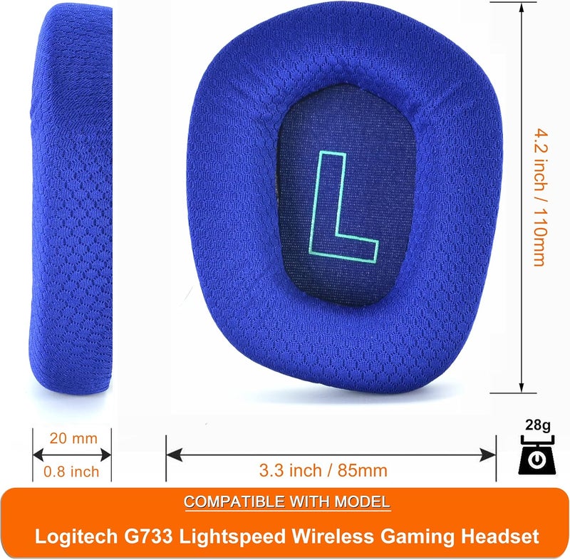 defean All storage type compatible G733 Earpads - Replacement Ear Cushion Cover Compatible with Logitech G733 G 733 Lightspeed Wireless Gaming Headset (Blue) General purpose premium build - Image 5