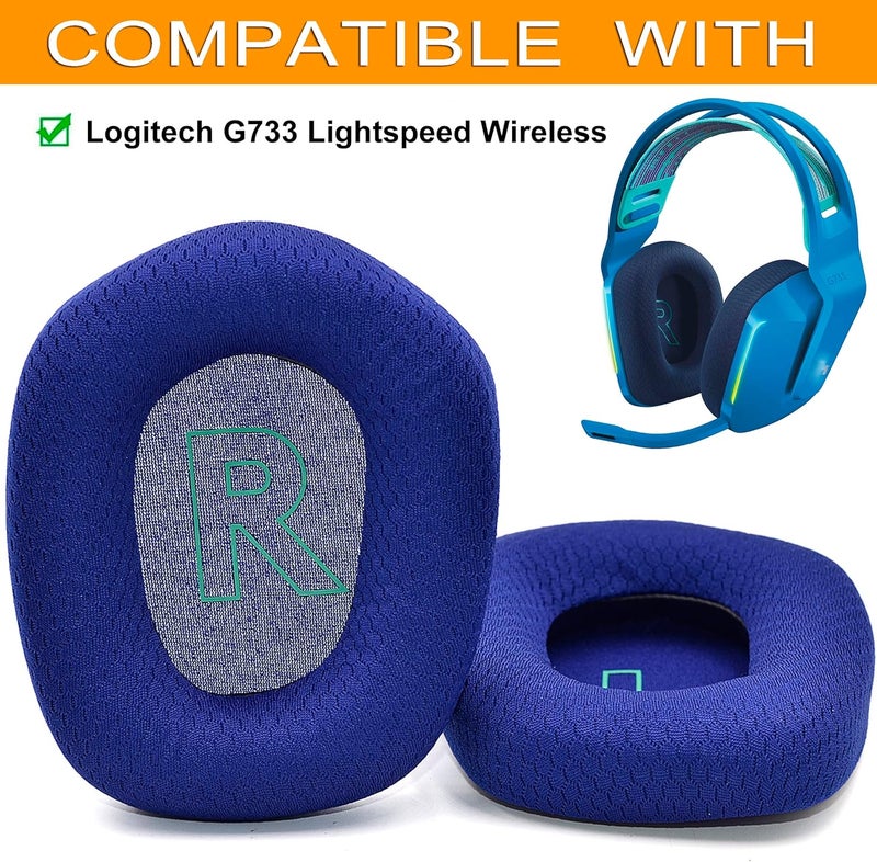 defean All storage type compatible G733 Earpads - Replacement Ear Cushion Cover Compatible with Logitech G733 G 733 Lightspeed Wireless Gaming Headset (Blue) General purpose premium build - Image 3