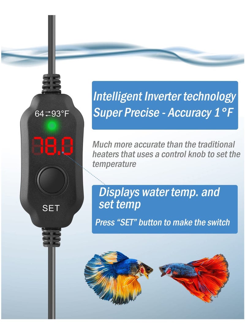 Adjustable 10W Betta Heater, Small Submersible Fish Tank Heater with Digital Display Thermostat, USB Powered, for Aquariums up to 1 Gallon - pzsku/Z4AC557F507FE07A1F315Z/45/_/1708400728/955e787c-0f8d-4daf-8d29-c9e7d054a193