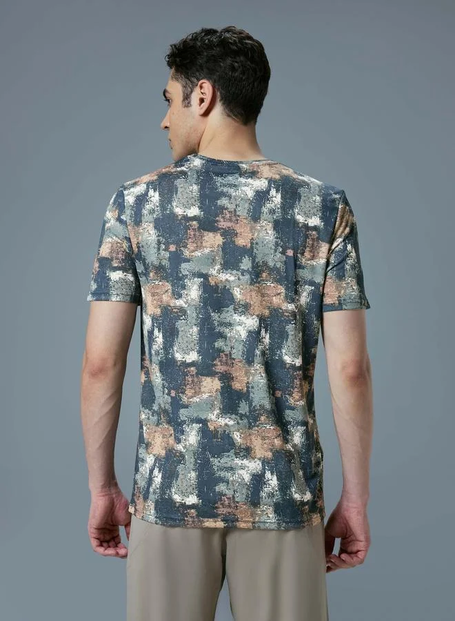 Technosport  Technosport All Over Print Slim Fit T-Shirt for Men | Best Price UAE