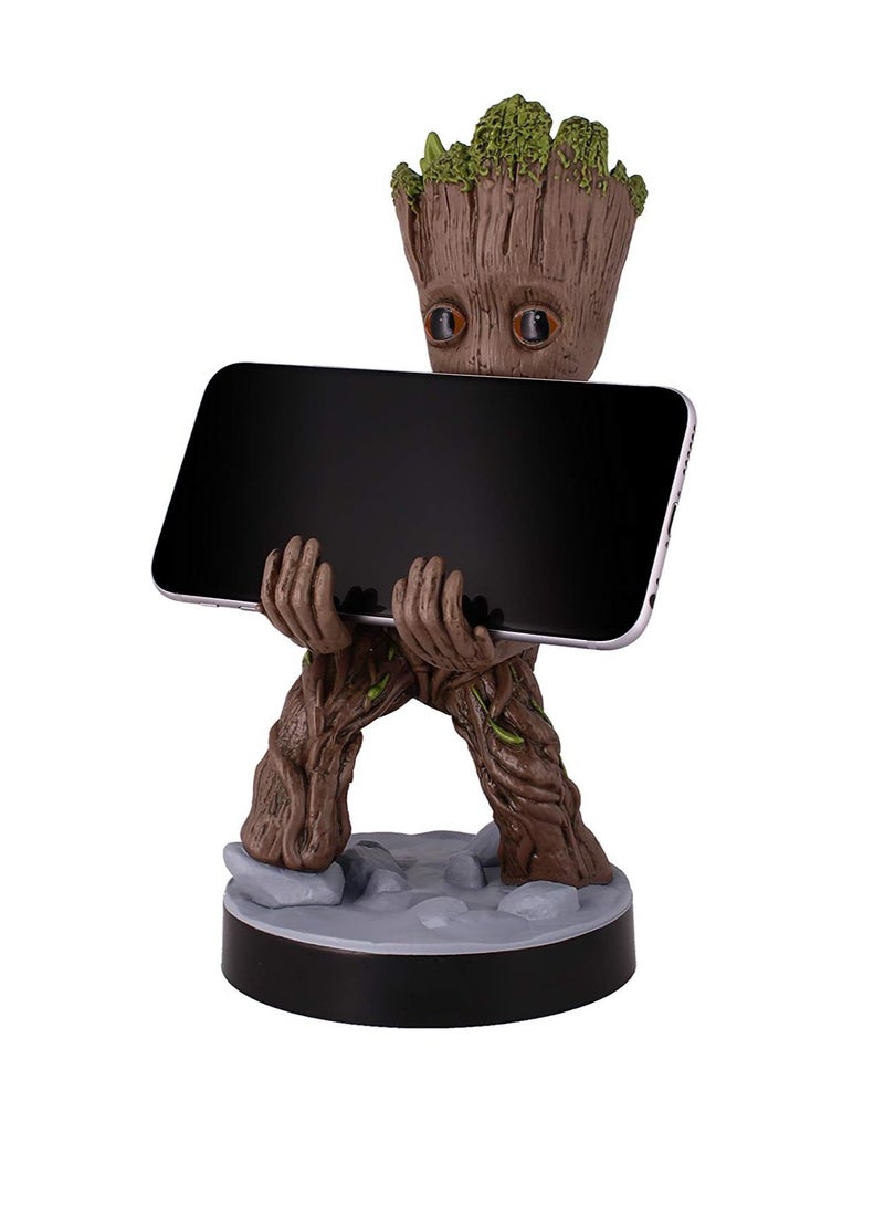 Exquisite Gaming: Guardians of The Galaxy: Toddler Groot - Original Mobile Phone u0026 Gaming Controller Holder, Device Stand, Cable Guys, Marvel Licensed Figure, Black - Image 1