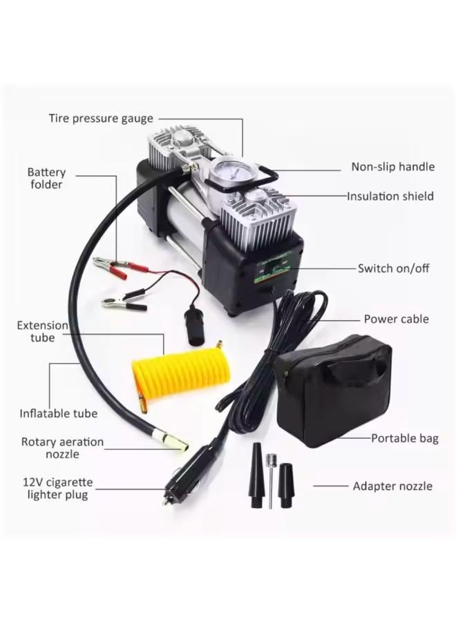 2 اسطوانة 12 فولت ضاغط هواء للسيارة لإطارات السيارات أقصى ضغط 200 رطل لكل بوصة مربعة مضخة هواء محمولة لسيارة SUV منفاخ إطارات - Image 3