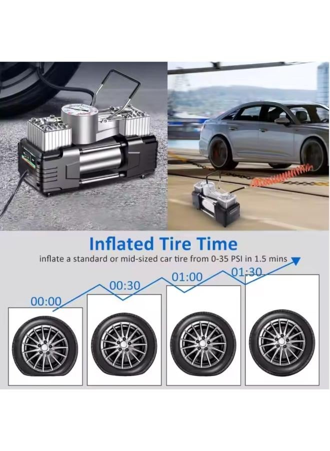 2 اسطوانة 12 فولت ضاغط هواء للسيارة لإطارات السيارات أقصى ضغط 200 رطل لكل بوصة مربعة مضخة هواء محمولة لسيارة SUV منفاخ إطارات - Image 5