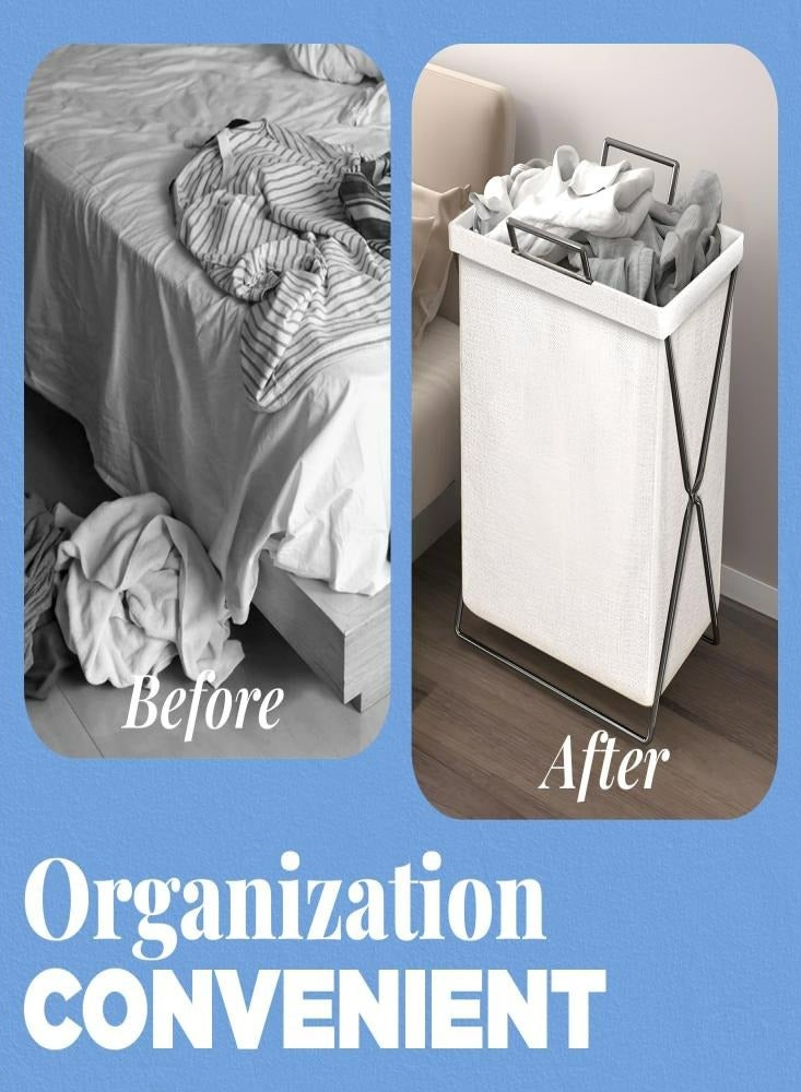 Oasisgalore Dirty Laundry Baskets, Foldable Storage Baskets Household Collapsible Laundry Organizer for Toys Bin,Blankets, Clothes，White - Image 4