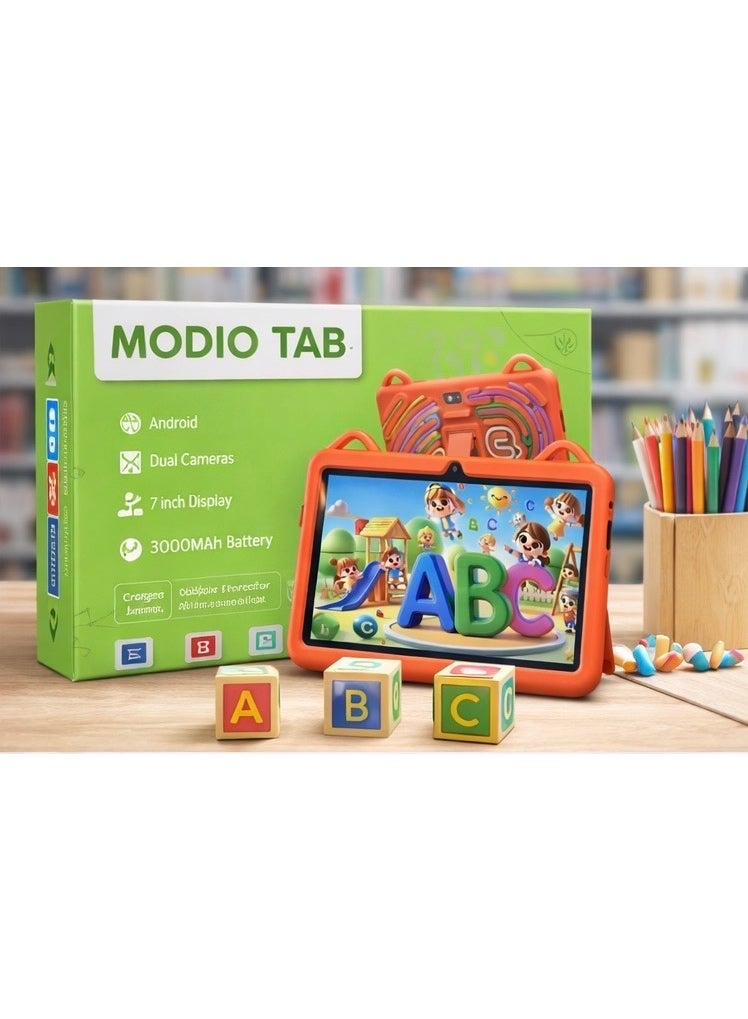 تعديل علامة التبويب تابلت أطفال MODIO TAB M75 شاشة 7 بوصة HD | نظام أندرويد | كاميرا مزدوجة | بطارية 3000mAh | غطاء حماية مقاوم للصدمات | جهاز تعليمي للأطفال - Image 1