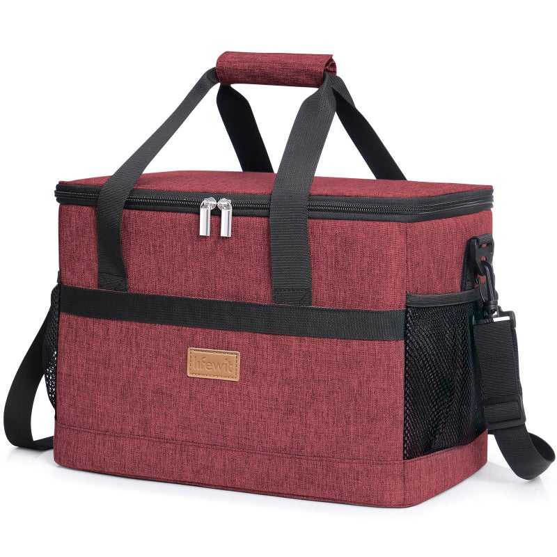 Lifewit Cooler Bag 30 Cans Collapsible and Insulated Large Lunch Bag Leakproof Soft Cooler Portable for CampingBBQFamily Outdoor Activities Wine Red - Image 2
