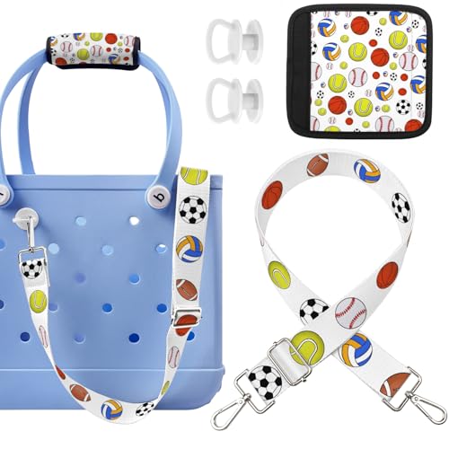 XYFuuee Strap Wrap for Bogg Bag Accessories, Adjustable Crossbody Shoulder Long Replacement Straps, Universal Beach Tote Bag Attachment with Neoprene Handle Cover Protector, Ball - Image 1