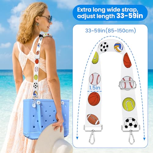 XYFuuee Strap Wrap for Bogg Bag Accessories, Adjustable Crossbody Shoulder Long Replacement Straps, Universal Beach Tote Bag Attachment with Neoprene Handle Cover Protector, Ball - Image 2