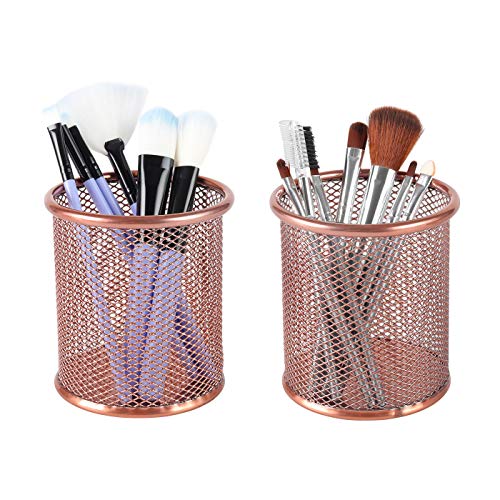 PAG Pencil Holder for Desk, 2 Pack Desktop Pen Cup, Office Supplies Rose Gold Desk Organizers and Accessories Organization, Makeup Brush Holder, Copper - Image 2