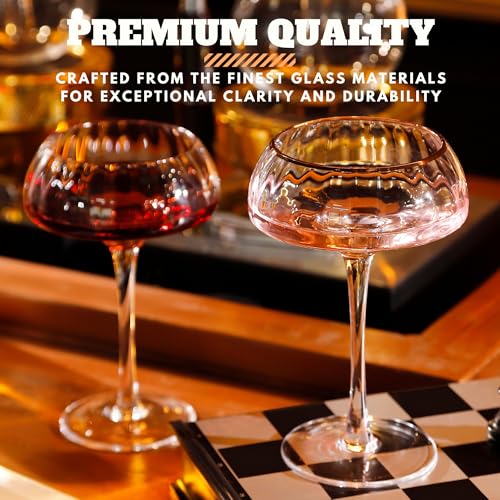 Lysenn Coupe Glasses Set of 4 - Premium Hand Blown Martini Glasses - Perfect for Cocktail and Champagne – 8.45 oz, Gold Rim - Image 2