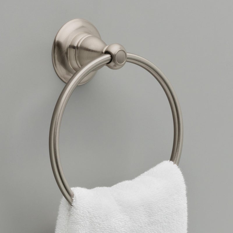 DELTA FAUCET Delta Porter (1-Pack) Hand Towel Holder SpotShield Brushed Nickel Towel Racks for Bathroom Wall Round Towel Ring Holder for Bath Towel Hanger for Kitchen  Bathroom Accessories PTR46-BN - Image 2