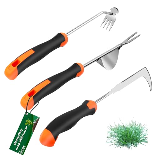 Nicofie 2025 Hand Weeder Tool, Rubber Handle Manual Weeder Puller Tool, Uprooting Weeding Tools, Crack Weeder Crevice, 4 Teeth Weeding Tool, Weeding Artifact Tool for Gardening(3 Pcs) - Image 1