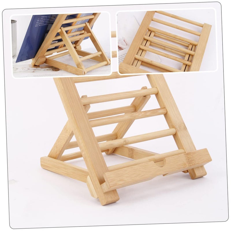 Foldable Adjustable Bamboo Phone Stand Holder For Desk Tablet And Mobile Support - Image 3