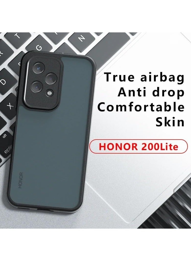 General Case Compatible with Honor 200 Lite 5G, Frosted Matte PC Shockproof TPU Bumper Lens Protection Anti-Drop Airbags Transparent Cover for Honor 200 Lite  - Image 2