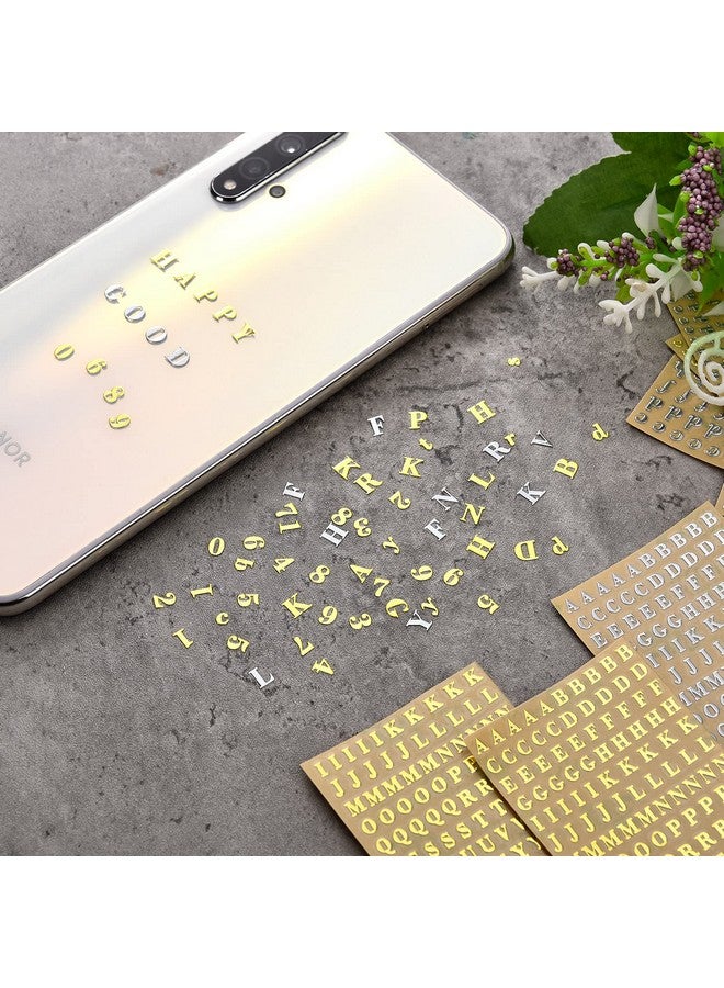Outus 18 Sheets Small Letter Stickers Mini Numbers Stickers Letter Stickers Alphabet Number Stickers Self Adhesive Monogram Letters Scrapbook Lettering Stickers for Arts Craft Decors (Gold, Silver) - Image 5
