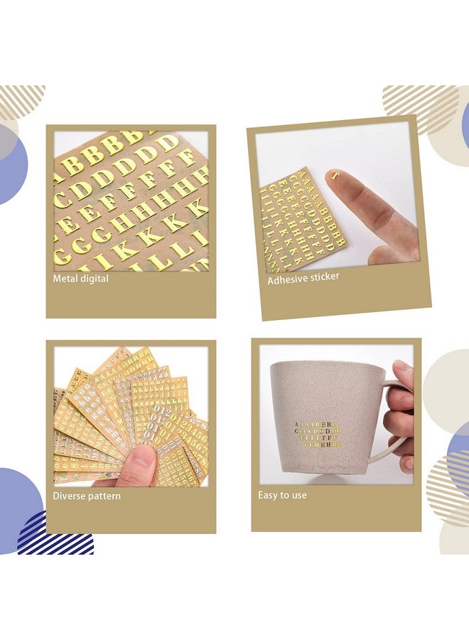 Outus 18 Sheets Small Letter Stickers Mini Numbers Stickers Letter Stickers Alphabet Number Stickers Self Adhesive Monogram Letters Scrapbook Lettering Stickers for Arts Craft Decors (Gold, Silver) - Image 3