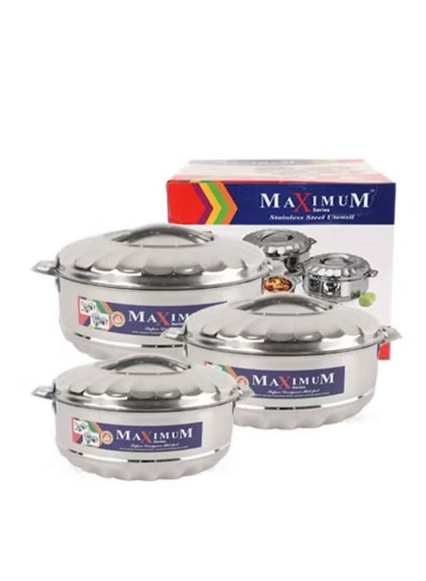 set of 3-piece stainless steel food containers1000ml 1500ml 2500ml