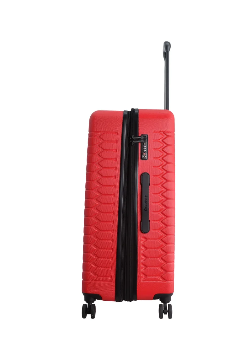 Discovery Discovery Reptile ABS Hardshell Large Check-In Luggage Red, Durable Lightweight Expandable Suitcase, 4 Double Wheel With TSA Lock Trolley Bag (28 Inch).