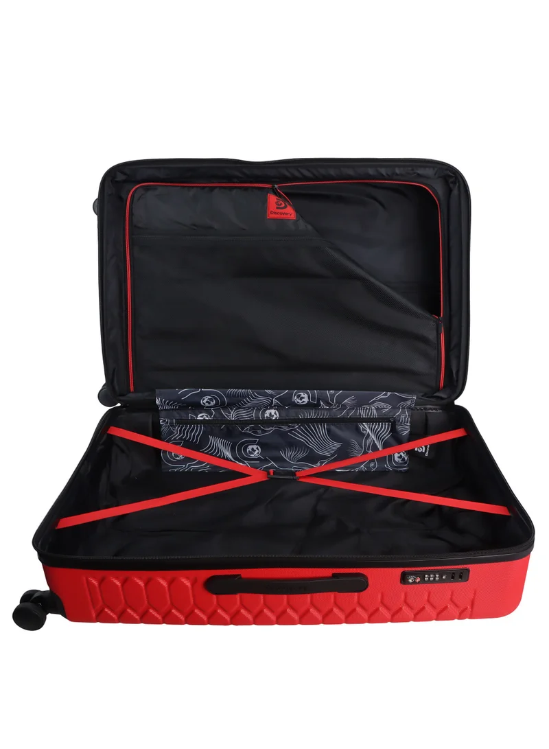 Discovery Discovery Reptile ABS Hardshell Large Check-In Luggage Red, Durable Lightweight Expandable Suitcase, 4 Double Wheel With TSA Lock Trolley Bag (28 Inch).