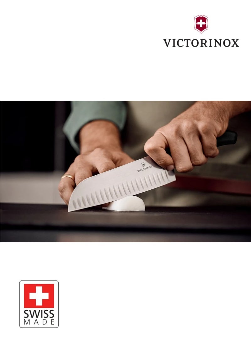 Victorinox Swiss Classic Santoku Knife 17 cm Black Fluted Edge - Image 3