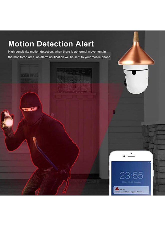 Generic - WiFi 360 Panoramic Bulb Camera 1080P Security Camera with 2.4GHz WiFi 360 Degree Panoramic viewing Wireless Home Surveillance Camera Night Vision Two Way Audio Smart Motion Detection - Image 1