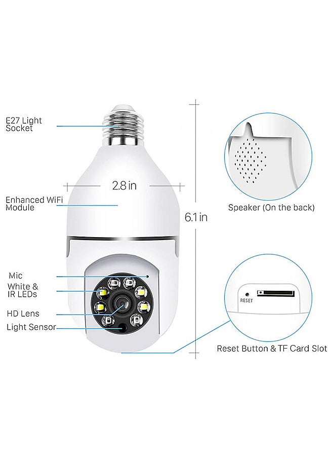 Generic - WiFi 360 Panoramic Bulb Camera 1080P Security Camera with 2.4GHz WiFi 360 Degree Panoramic viewing Wireless Home Surveillance Camera Night Vision Two Way Audio Smart Motion Detection - Image 1