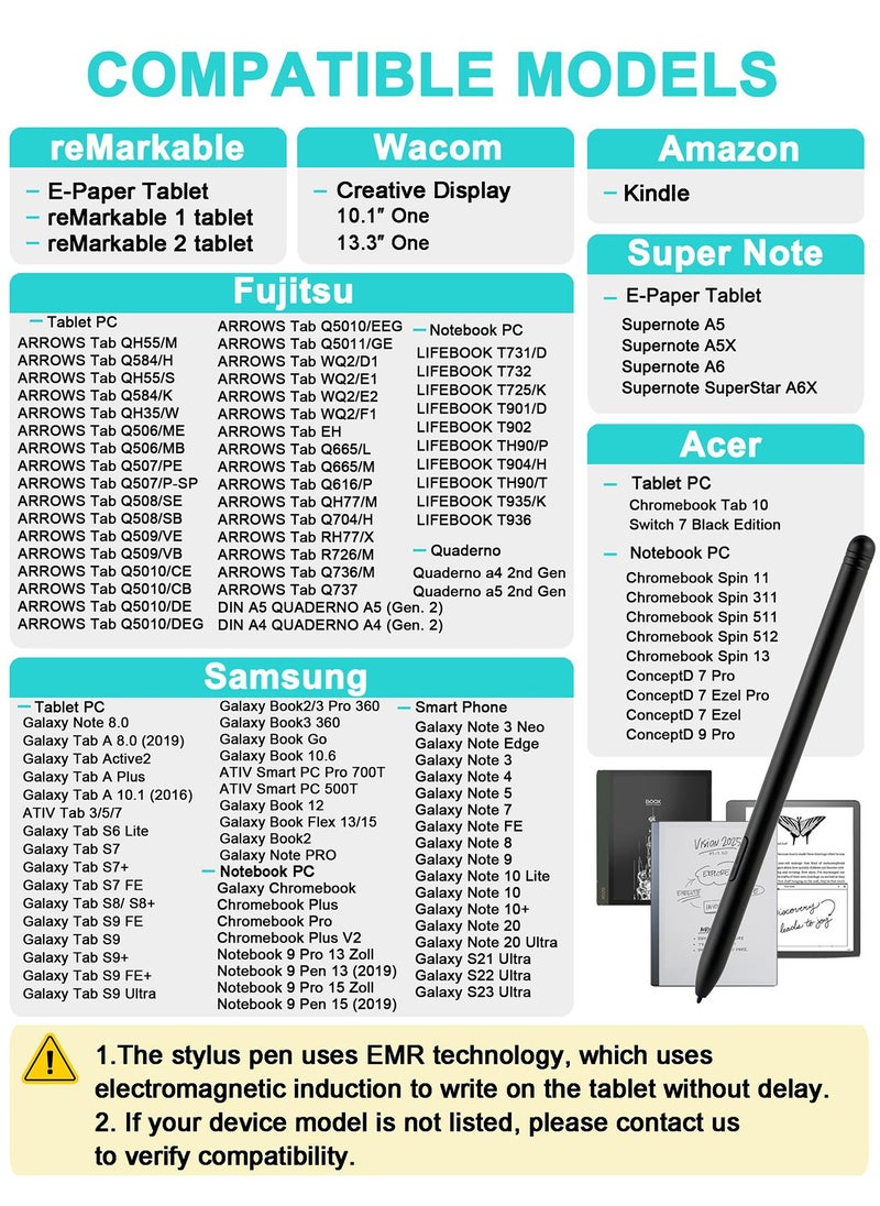 General - Stylus with 5 nibs, magnetic pen compatible with Galaxy Tab S6 Lite/S9 Plus/S9 Ultra/23 Ultra/Samsung S Pen replacement, pressure sensitive 4096 - Image 1