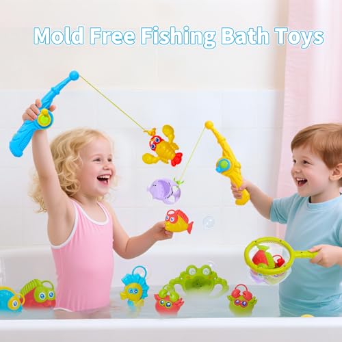 AMCHSURI Toddler Bath Toys for Kids Ages 13 26PCS Mold Free Bath Toys for Toddlers 24 with Fishing Toy Game Fishing Rod Net and Mesh Bag Bath tub Water Table Pool Toys for Kids Ages 3 4 5 6 7 8 Years Old - Image 5