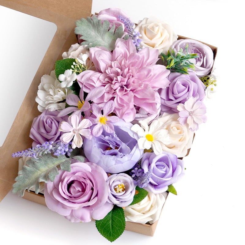 WEIERYUE Purple Artificial Flowers Combo Box Wedding Decor Fake Flowers Flowers for Decoration Silk Flowers for Home Decor Indoor Cake Flowers Faux Flowers for Crafts - Image 1