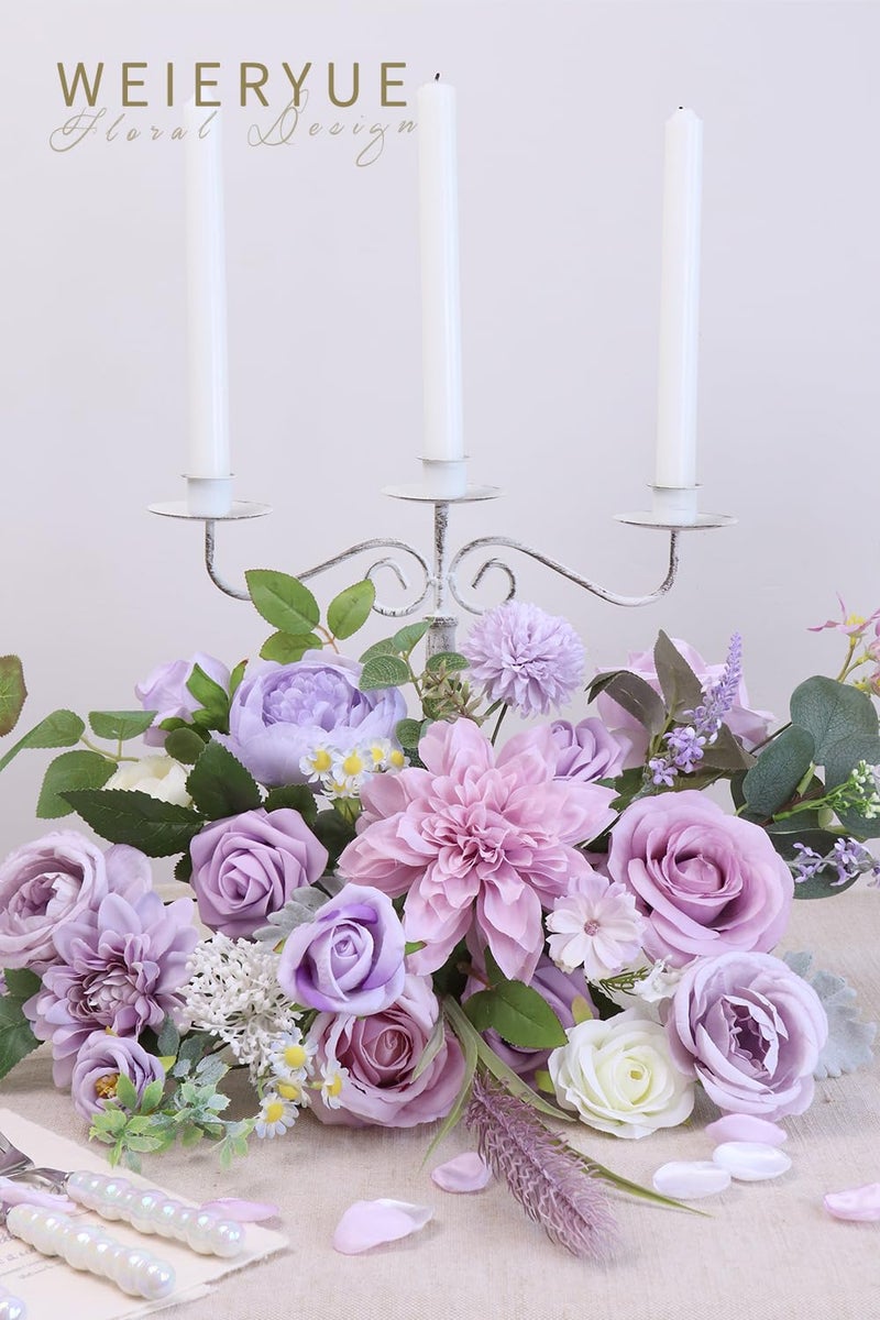 WEIERYUE Purple Artificial Flowers Combo Box Wedding Decor Fake Flowers Flowers for Decoration Silk Flowers for Home Decor Indoor Cake Flowers Faux Flowers for Crafts - Image 4