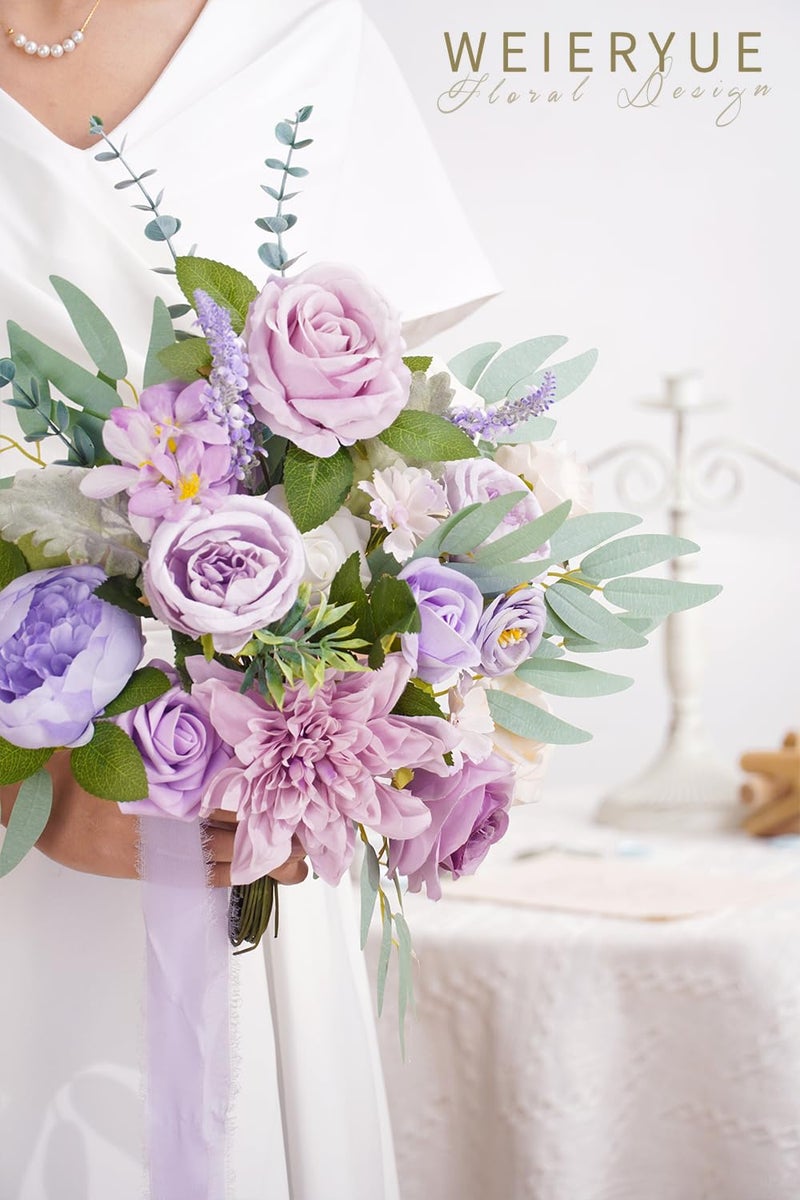 WEIERYUE Purple Artificial Flowers Combo Box Wedding Decor Fake Flowers Flowers for Decoration Silk Flowers for Home Decor Indoor Cake Flowers Faux Flowers for Crafts - Image 3