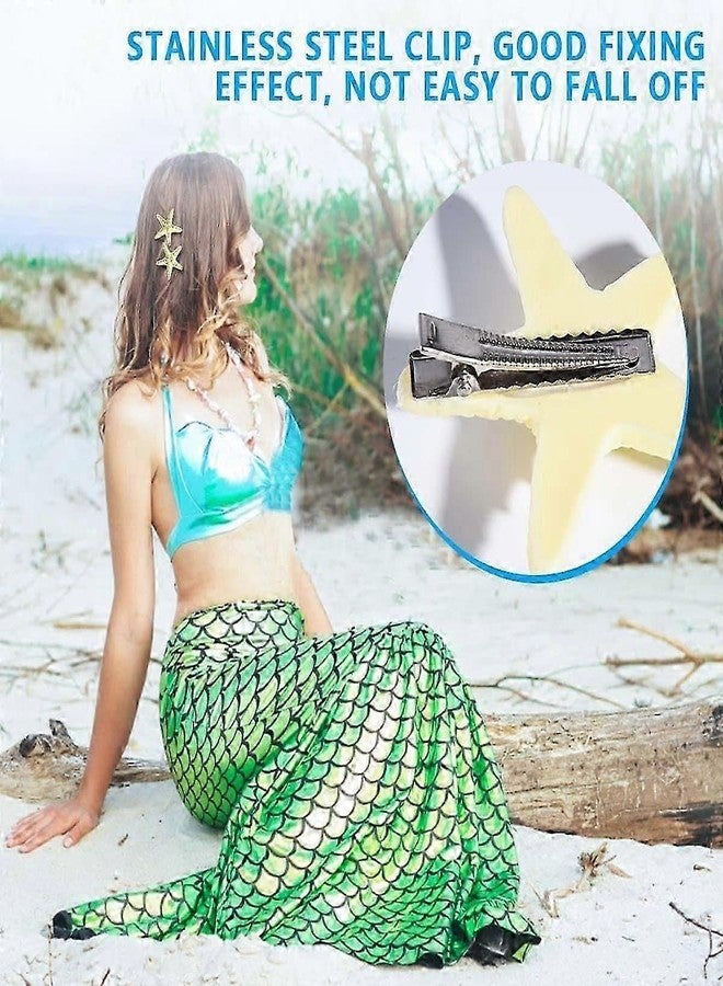 Melodio 2Pcs Ocean-Inspired Hair Clips for Women, Starfish and Seashell Barrettes, Retro Side Bang Duckbill Clips, Faux Shell Decorative Hair Accessories - Image 5