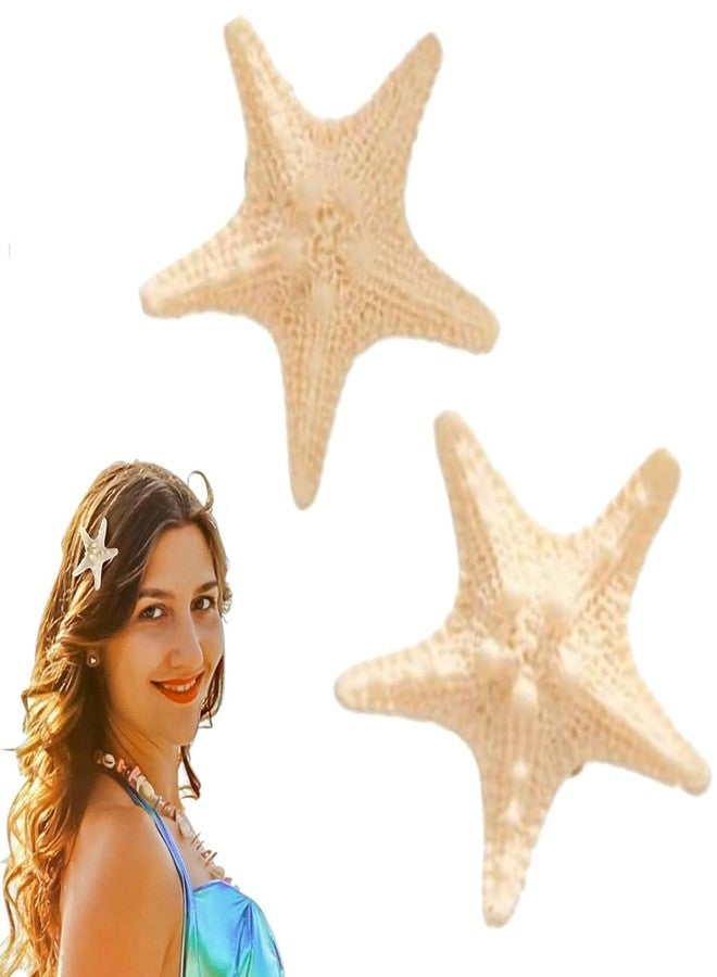 Melodio 2Pcs Ocean-Inspired Hair Clips for Women, Starfish and Seashell Barrettes, Retro Side Bang Duckbill Clips, Faux Shell Decorative Hair Accessories - Image 1