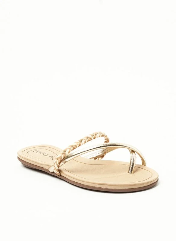 Beira Rio Beira Rio Ladies Flat Sandals Golden | Made In Brazil