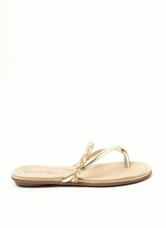 Beira Rio Beira Rio Ladies Flat Sandals Golden | Made In Brazil