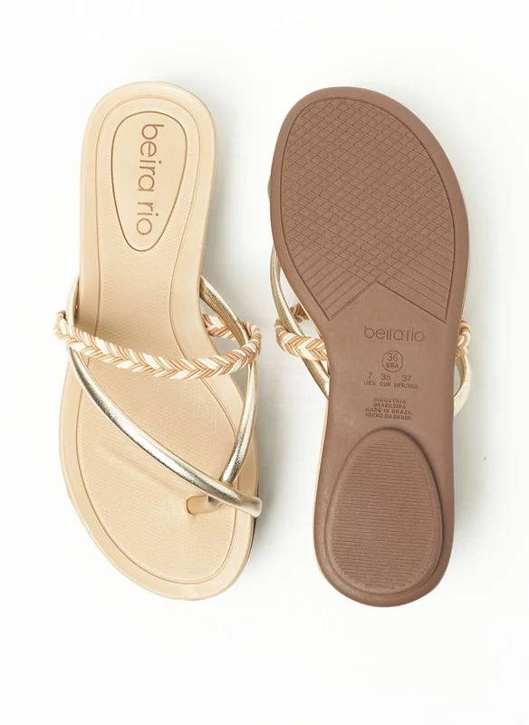 Beira Rio Beira Rio Ladies Flat Sandals Golden | Made In Brazil