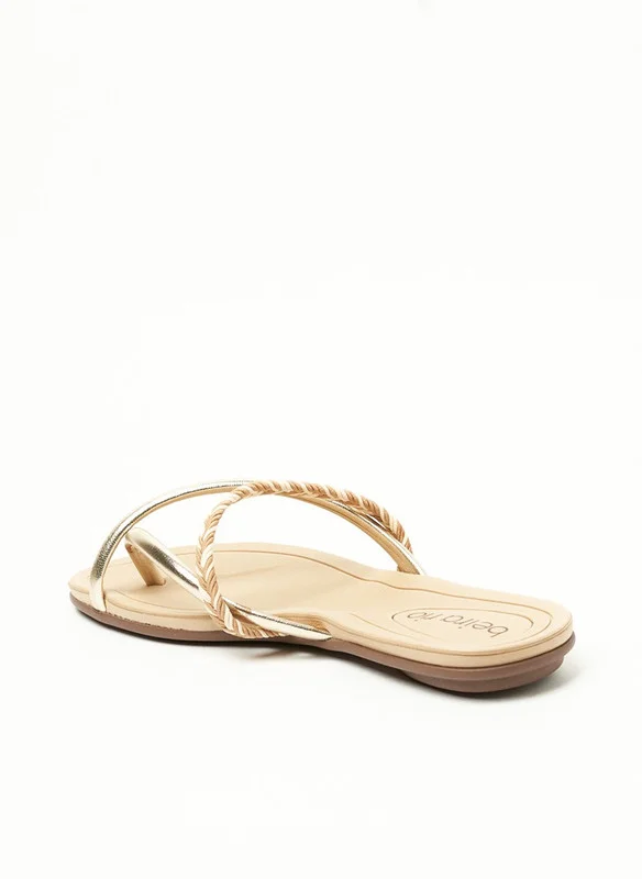 Beira Rio Beira Rio Ladies Flat Sandals Golden | Made In Brazil