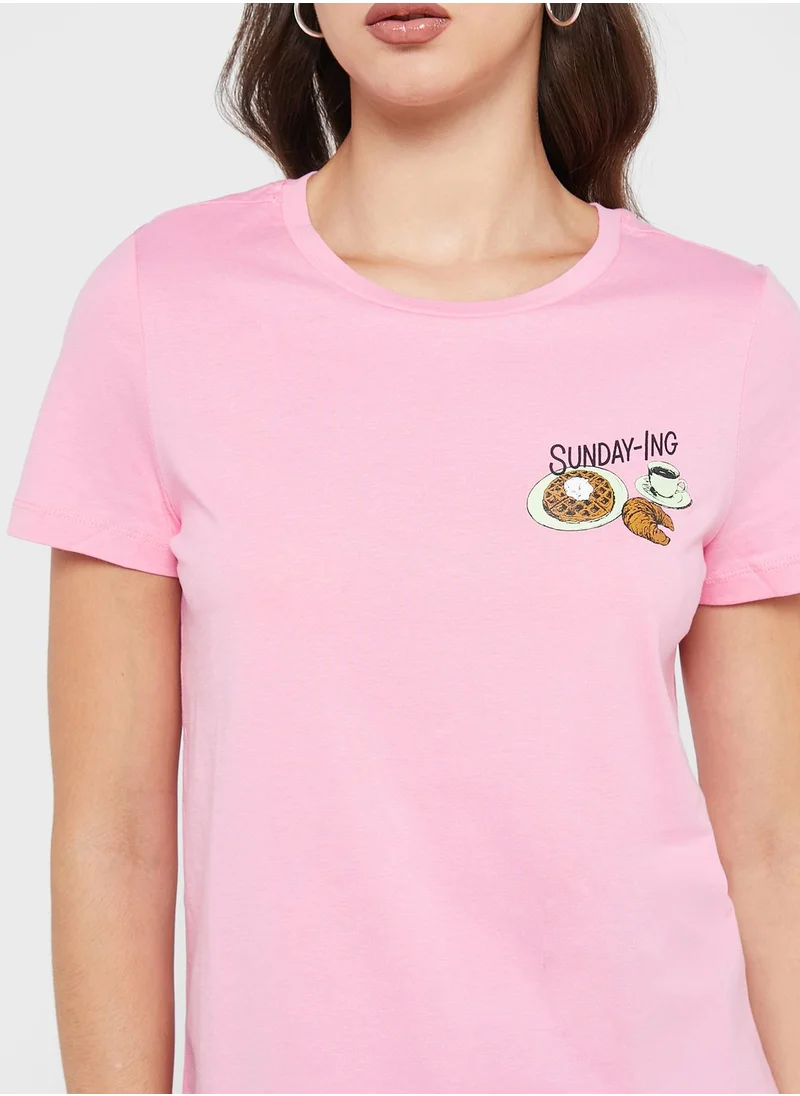 VERO MODA Crew Neck Graphic T-Shirt