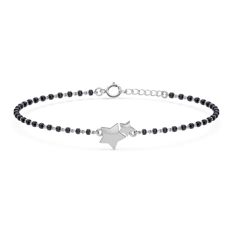 Clara 925 Sterling Silver Baby Nazariya Kids Star Bracelet With Black Beads | New Born to 1 Year | Length 5 inch, Adjustable | Gift For Baby Boys and Girls - Image 1