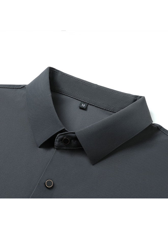 Tucano Men's Short Sleeve T-shirt Set Father's Day Gift Ice Silk Quick Dry Polo Shirt Casual Long Pants Two-piece Set Men's Deep Gray L - Image 1